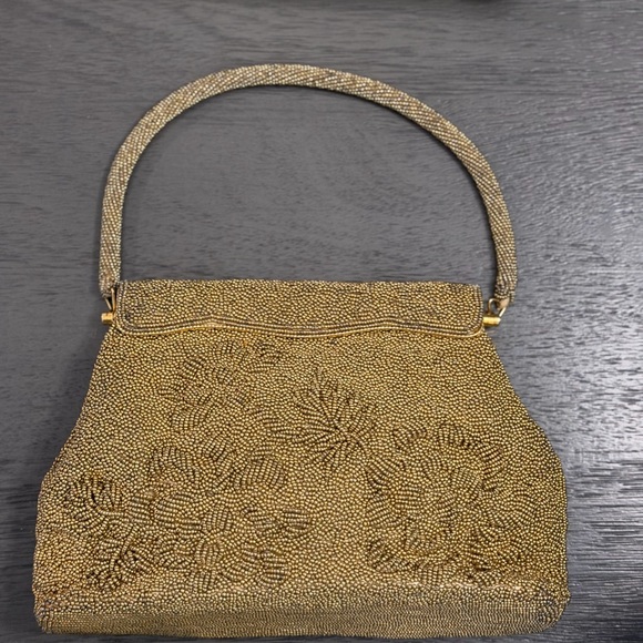👑Vintage 1950s Gold Beaded Evening Bag NM Style - Picture 12 of 16
